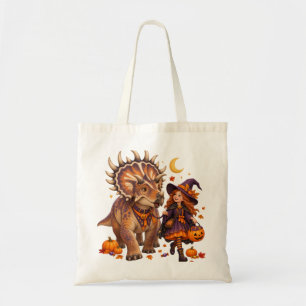 Tote Bag Sorcière Fille & Kosmoceratops Halloween Trick-or-