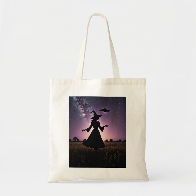 Tote Bag Sorcière Fourre-tout avec UFO (Devant)