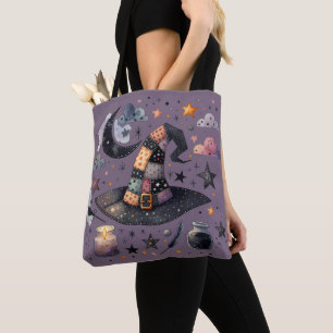 Tote Bag Sorcière lunaire Casquette et magie céleste