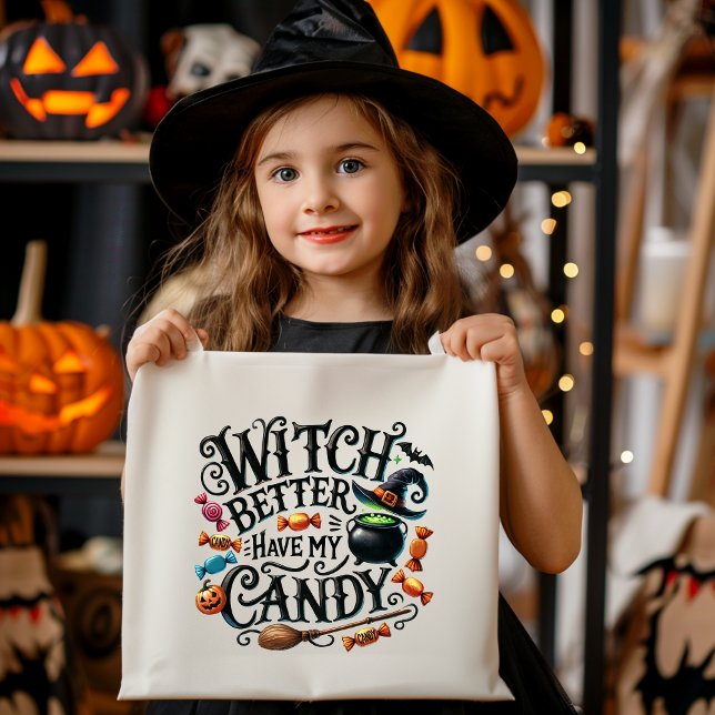 Tote Bag Sorcière mieux avoir mon bonbon halloween (Créateur téléchargé)