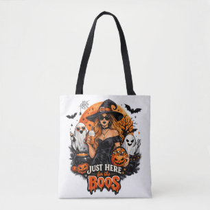 Tote Bag Sorcière Moderne Juste Ici pour les Halloween Boos