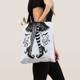 Tote Bag Sorcière Noir & Blanc Jambes Fantaisistes Hallowee