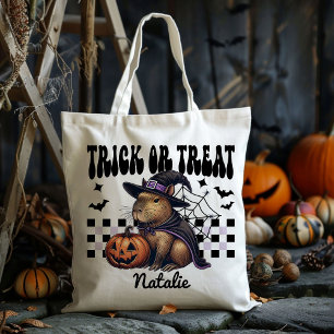 Tote Bag Sorcière Personnalisée Capybara Trick Ou Treat Can