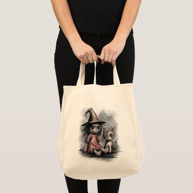 Tote Bag Sorcière Ragdoll et chat (Devant (produit))