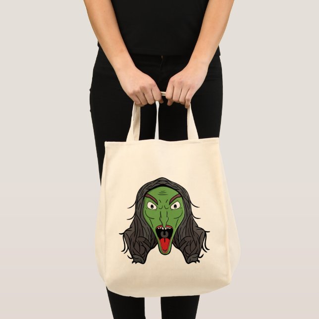 Tote Bag Sorcière verte qui grogne (Devant (produit))