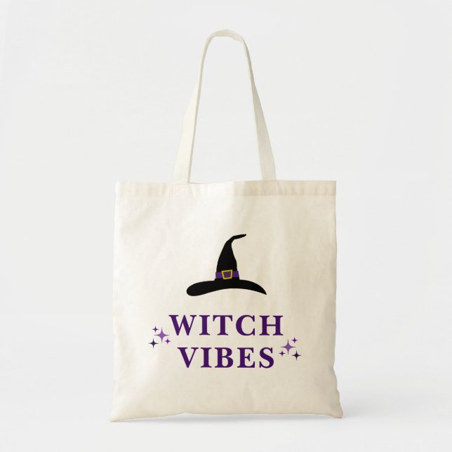 Tote Bag Sorcière Vibes Sorcière Casquette Halloween Typogr (Devant)