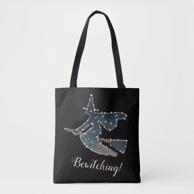 Tote Bag Sorcière volante de nuit étoilée (Devant)