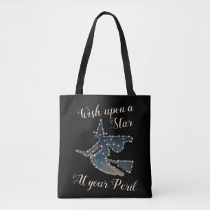 Tote Bag Sorcière volante nocturne étoilée