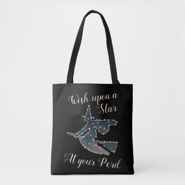 Tote Bag Sorcière volante nocturne étoilée (Devant)