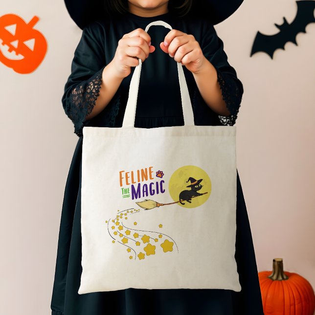 Tote Bag Sorcière Whimsical Chat noir mignonne Halloween mo (Créateur téléchargé)