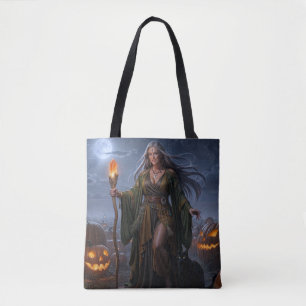 Tote Bag Sorcierère de la Terre du Champ de Citrouilles écl