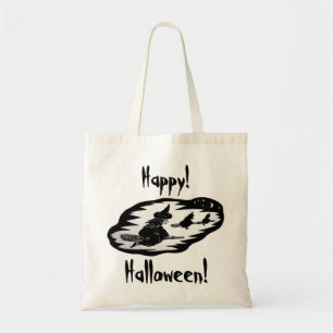 Tote Bag Sorcières volantes éffrayantes sur baguettes à