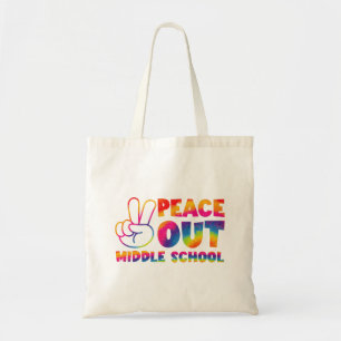 Tote Bag Sortez en paix collège tie-dye dernier jour d'écol