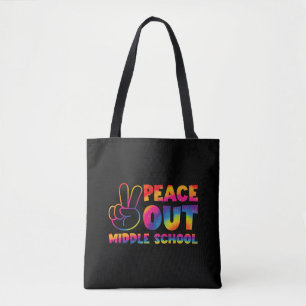 Tote Bag Sortez en paix collège Tie Dye dernier jour d'écol