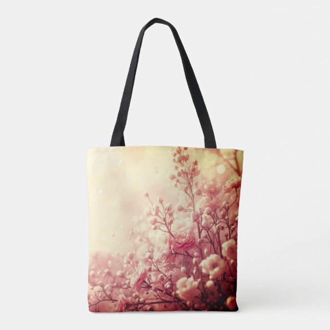 Tote Bag Sortir avec style avec de belles fleurs roses sur  (Dos)