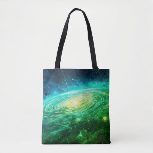 Tote Bag Sortir avec style avec une galaxie verte sur votre