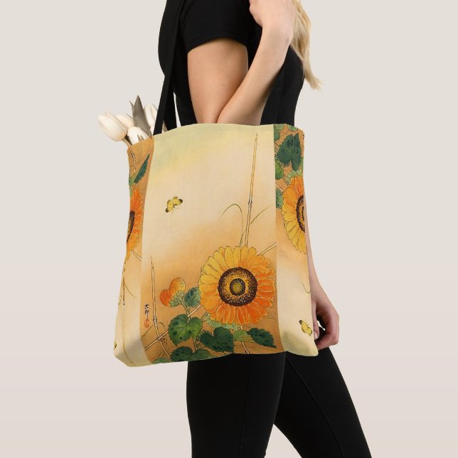 Tote Bag SOUFFLE, BOUTEILLE, FEUILLE VERT Floral japonais (De près)