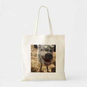 Tote Bag Souriant, mini porc heureux