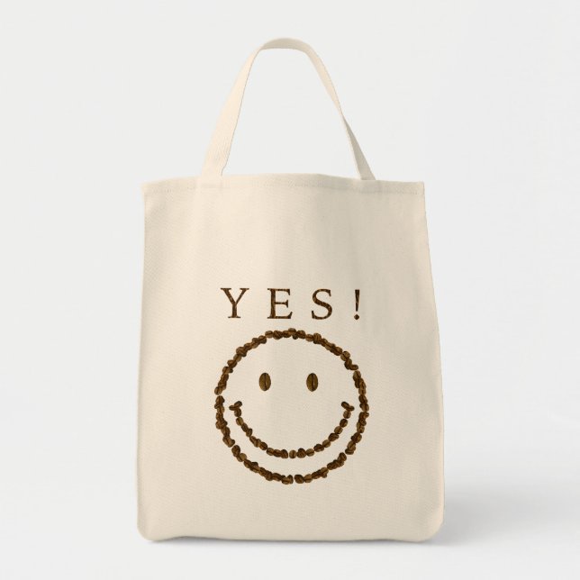 Tote Bag Souriez avec des haricots au café (Devant)