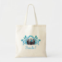 Souriez ! Caméra Avec Feuilles Bleus Et Papillons