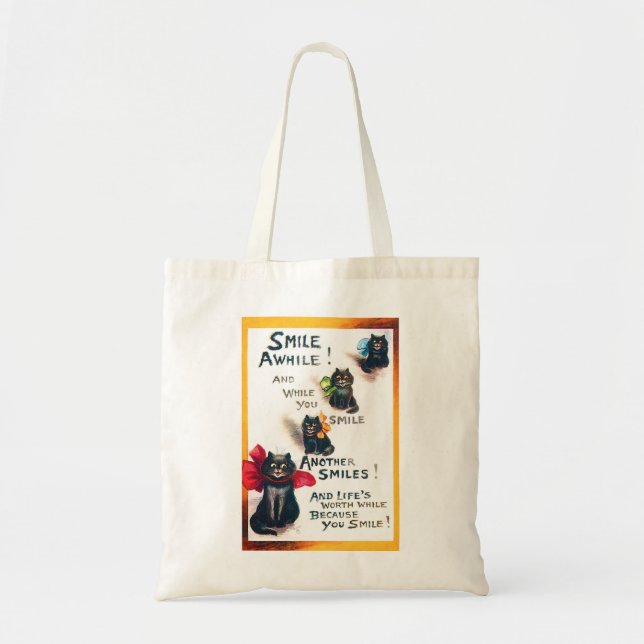 Tote Bag Souriez, Chat Noir, Louis Wain (Devant)
