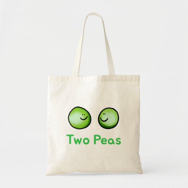 Tote Bag Sourire Deux Pois Cute Friendship Art (Devant)