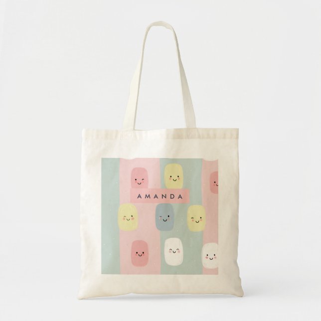 Tote Bag Sourires personnalisés Pastel Sweets Kawaii (Devant)