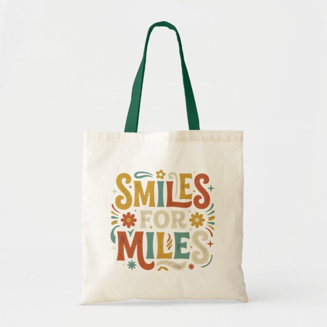 Tote Bag Sourires Pour Des Kilomètres Rétro Positif Boho (Devant)