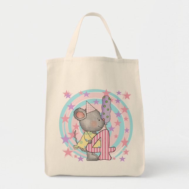 Tote Bag Souris 4e anniversaire T-shirts et cadeaux (Devant)