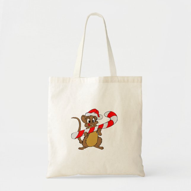 Tote Bag Souris avec du sucre de canne de Noël (Devant)