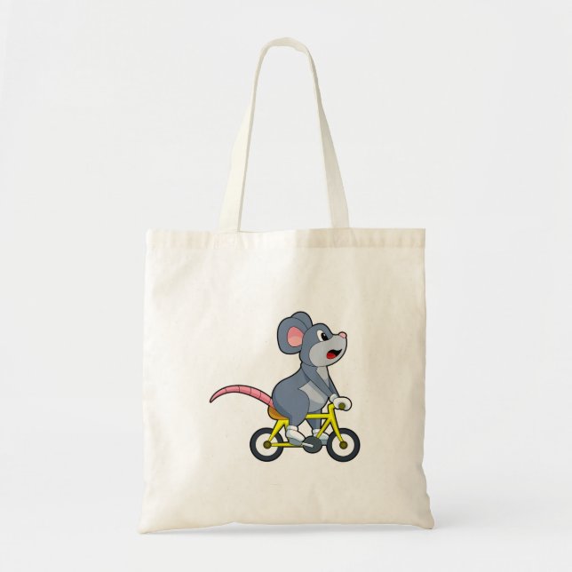 Tote Bag Souris avec vélo (Devant)