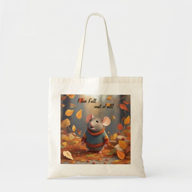 Tote Bag Souris d'automne adorable Accueillir la saison (Devant)