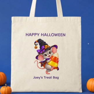 Tote Bag Souris de Halloween personnalisée portant du maïs