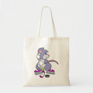 Tote Bag Souris de hockey sur glace avec bâton de hockey su