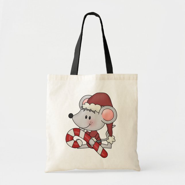 Tote Bag Souris de Noël avec du sucre de canne (Devant)