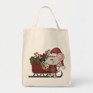 Tote Bag Souris de Père Noël avec le traîneau
