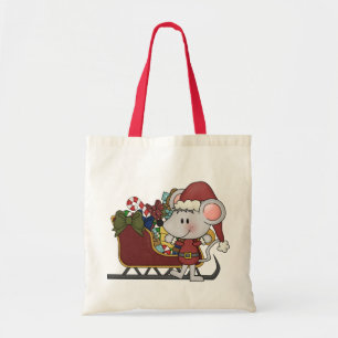 Tote Bag Souris de Père Noël avec le traîneau