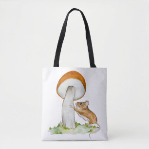 Tote Bag Souris drôle avec champignon sauvage