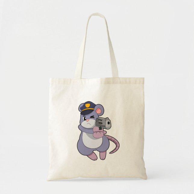 Tote Bag Souris en tant qu'officier de police avec casquett (Devant)