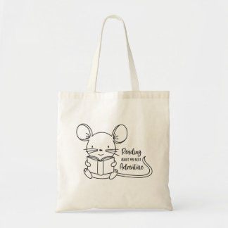 Tote Bag Souris Mignonne Lisant un Livre