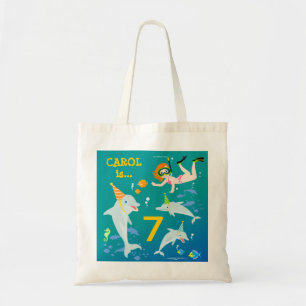 Tote Bag Sous la mer dauphins et fête d'anniversaire fille