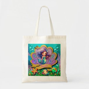 Tote Bag Sous la mer et sirène fête d'anniversaire fille