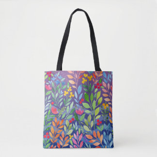 Tote Bag Sous l'aquarelle de la mer Florale pourpre