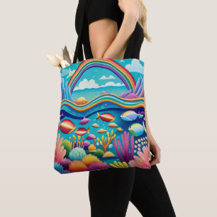 Tote Bag Sous l'eau colorée sous l'arc en ciel