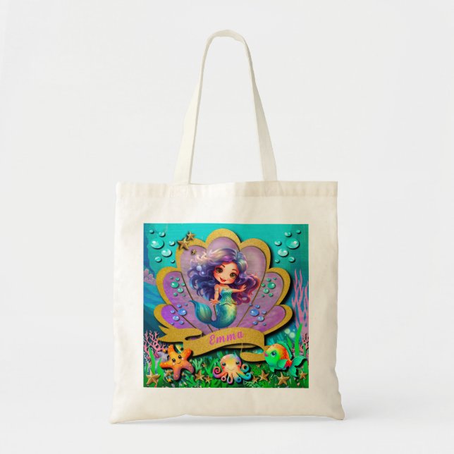 Tote Bag Sous l'océan & Fête d'anniversaire de fille sirène (Devant)