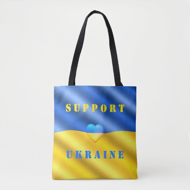 Tote Bag Soutien à l'Ukraine - Liberté Paix - Drapeau de l' (Devant)