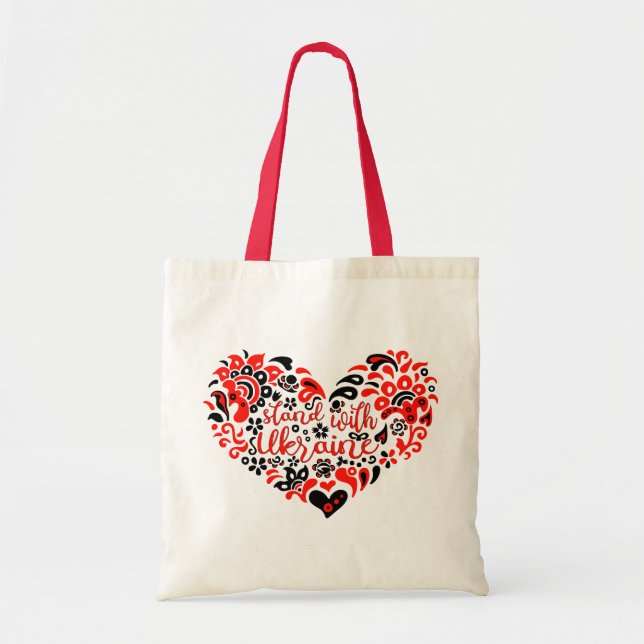 Tote Bag Soyez avec l'Ukraine lettrage et coeur (Devant)