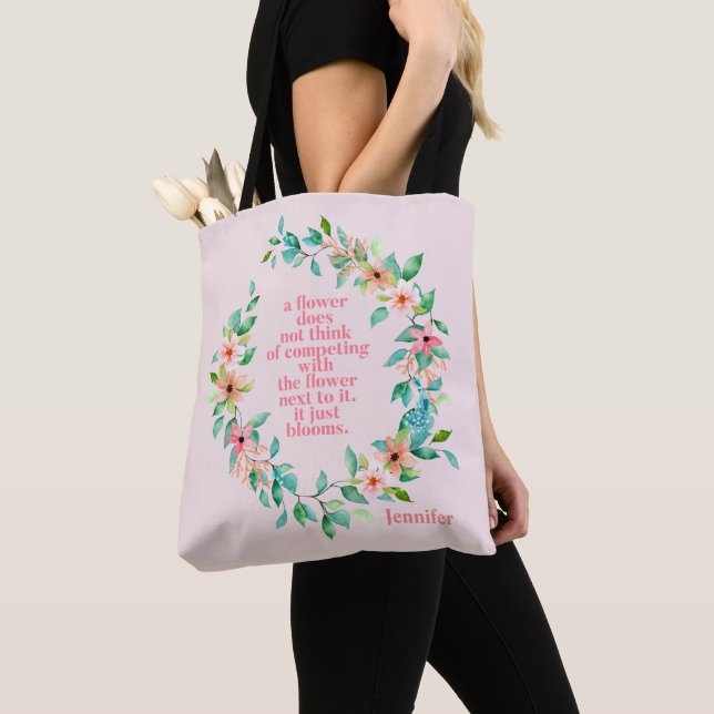 Tote Bag Soyez Comme Une Citation De Fleur Tropical Floral  (De près)