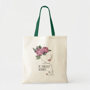 Tote Bag Soyez courtois et authentique avec des fleurs