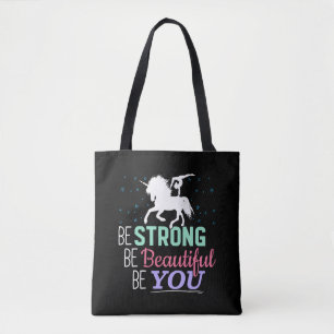 Tote Bag Soyez forte, belle, vous - Licorne de gymnastique